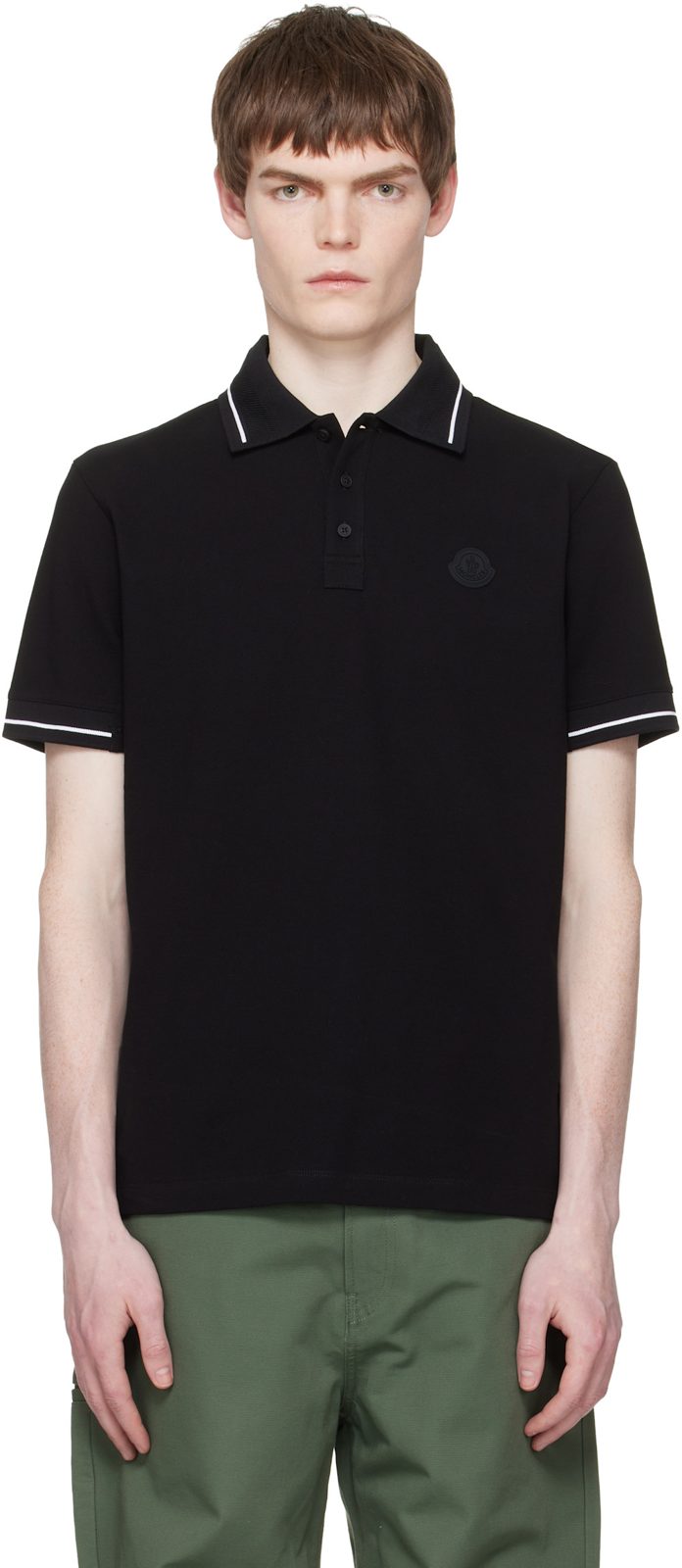 Black Logo Patch Cotton Polo 261111M212000