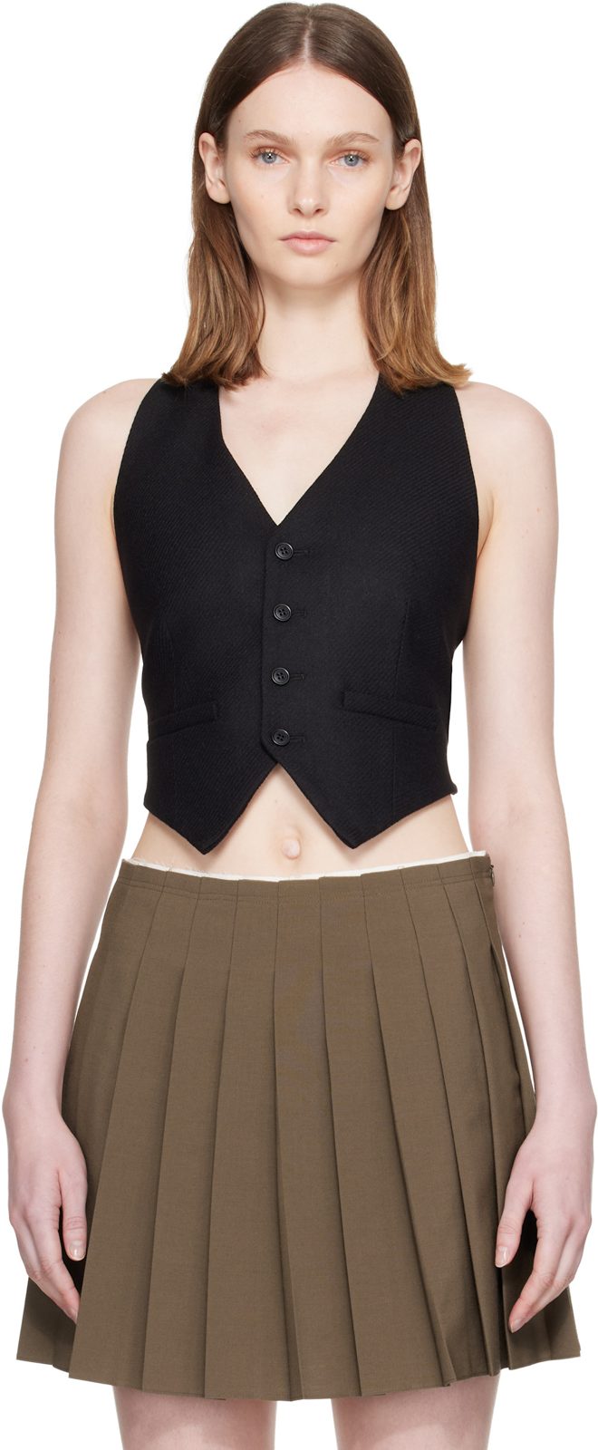 Black Flannel Vest 262188F111002