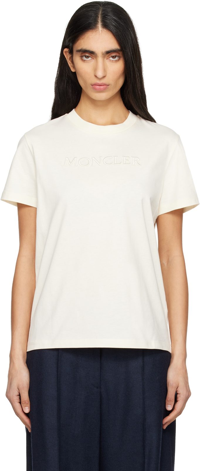 오프화이트 Embroidered Tonal Logo Cotton T-shirt 261111F110017