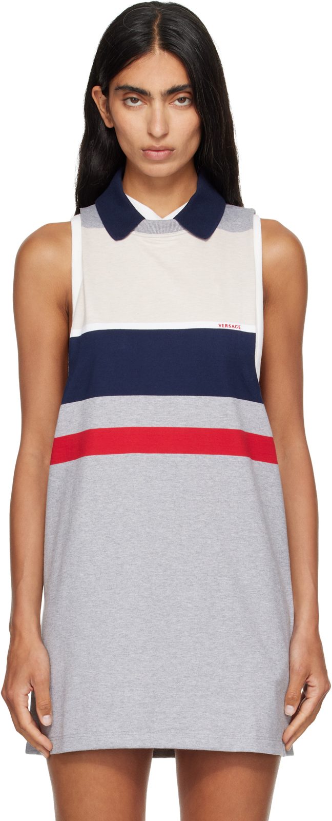 Multicolor Striped Cotton-Jersey Minidress 262404F108000