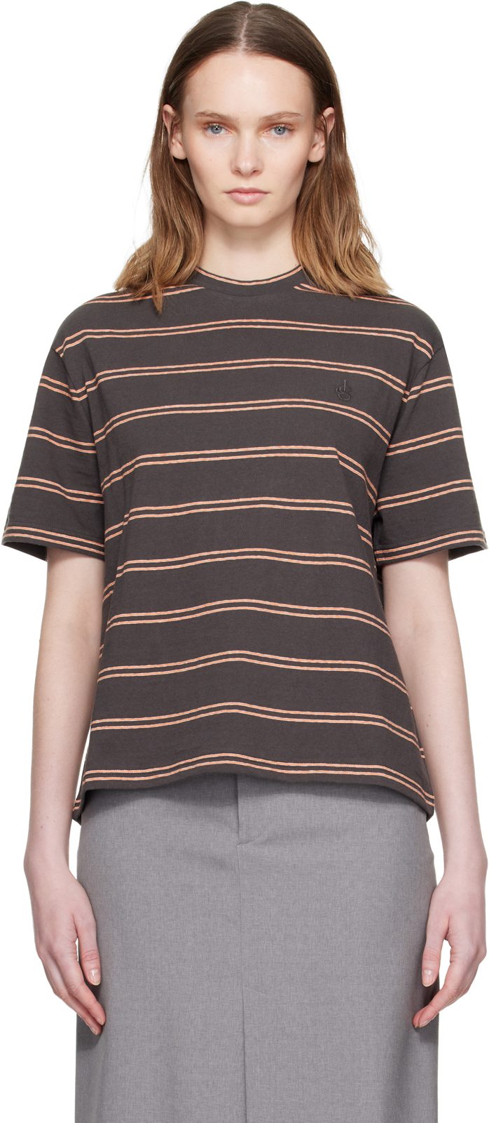 Brown Cotton Crew-Neck T-shirt 262249F110000