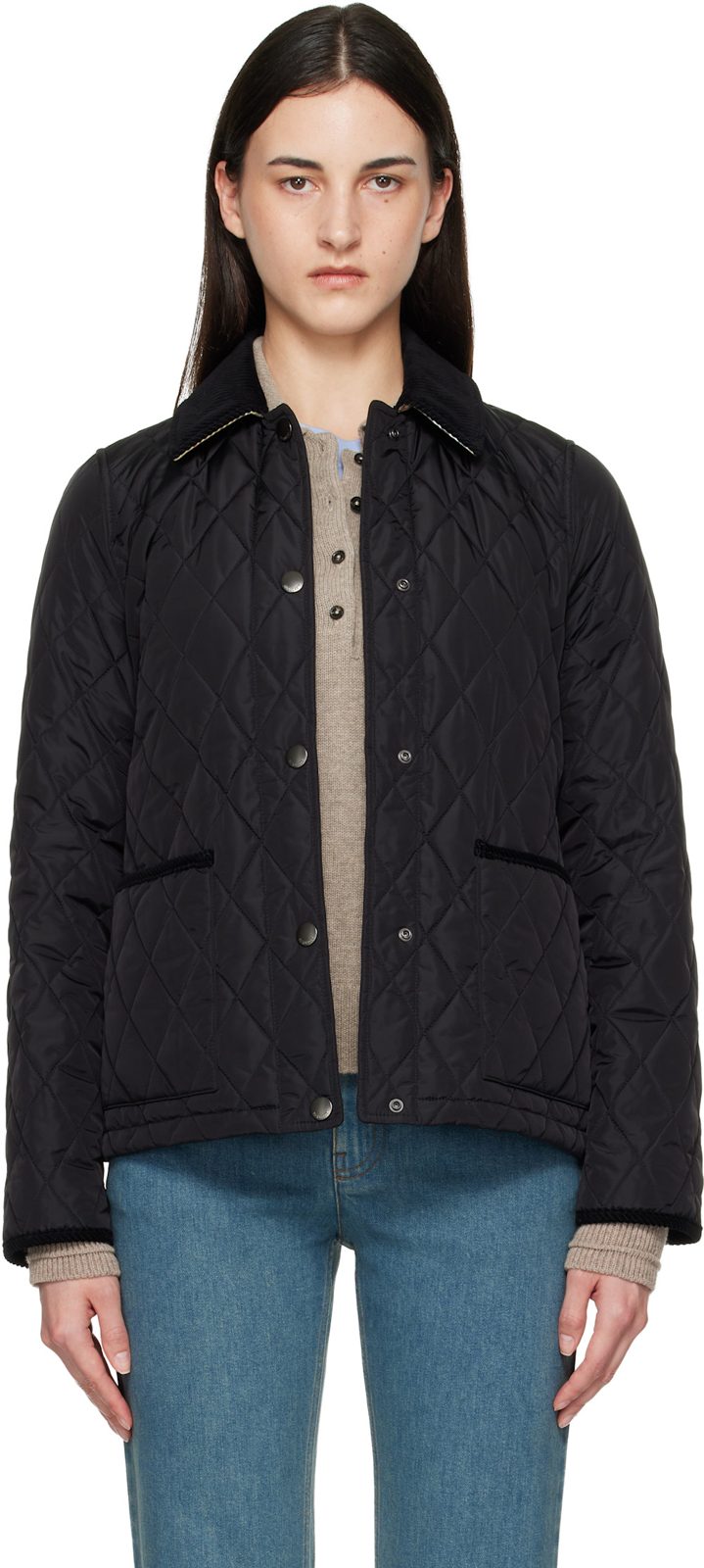 Black Quilted Nylon Jacket 262376F063006