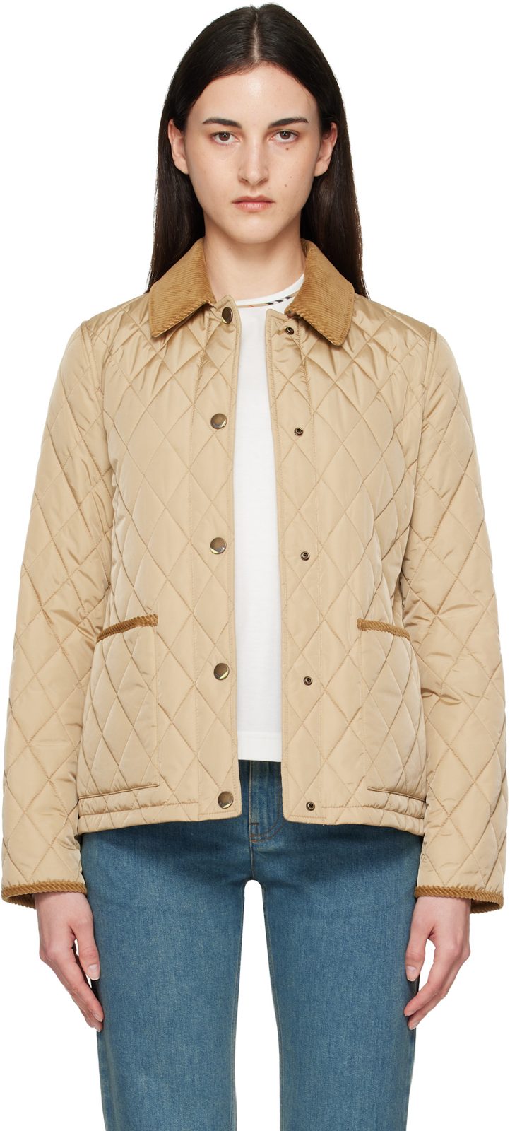 Beige Quilted Nylon Jacket 262376F063007