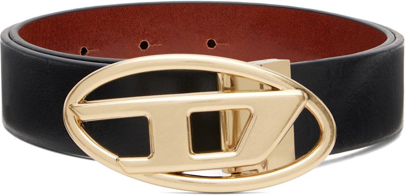 Black 3.9cm Leather Reversible Belt 262001F001003