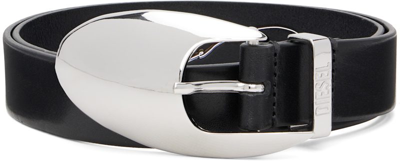 Black 3cm Leather Sculptural Buckle Belt 262001F001000