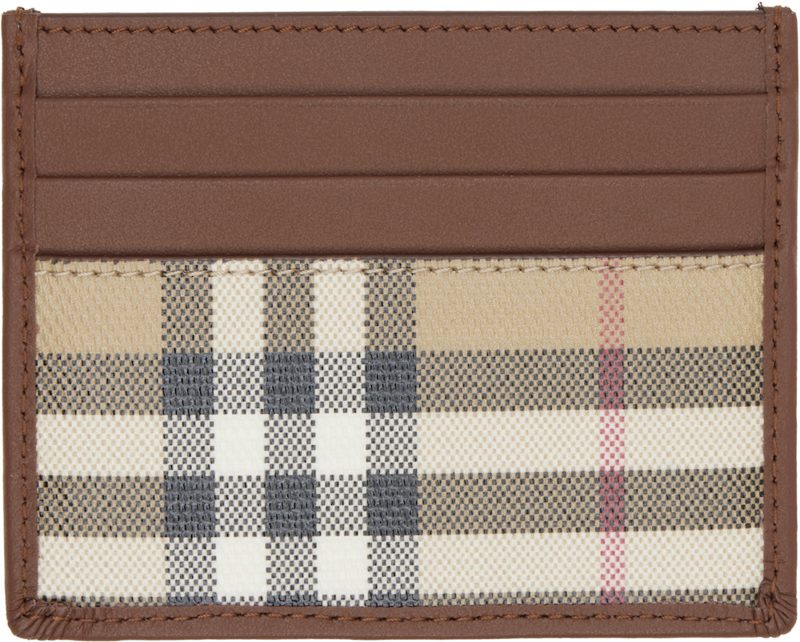 Brown Check Card Holder 262376M163004
