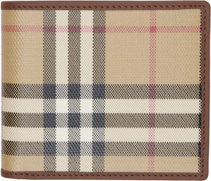 Beige Check Bifold Wallet 262376M164000