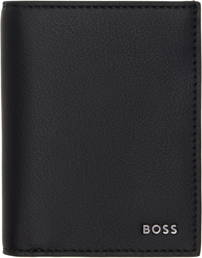 Black Faux-Leather Logo Card Holder 262085M163001
