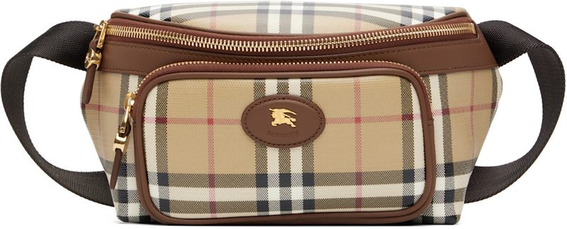 Beige Check Belt Bag 262376M171002