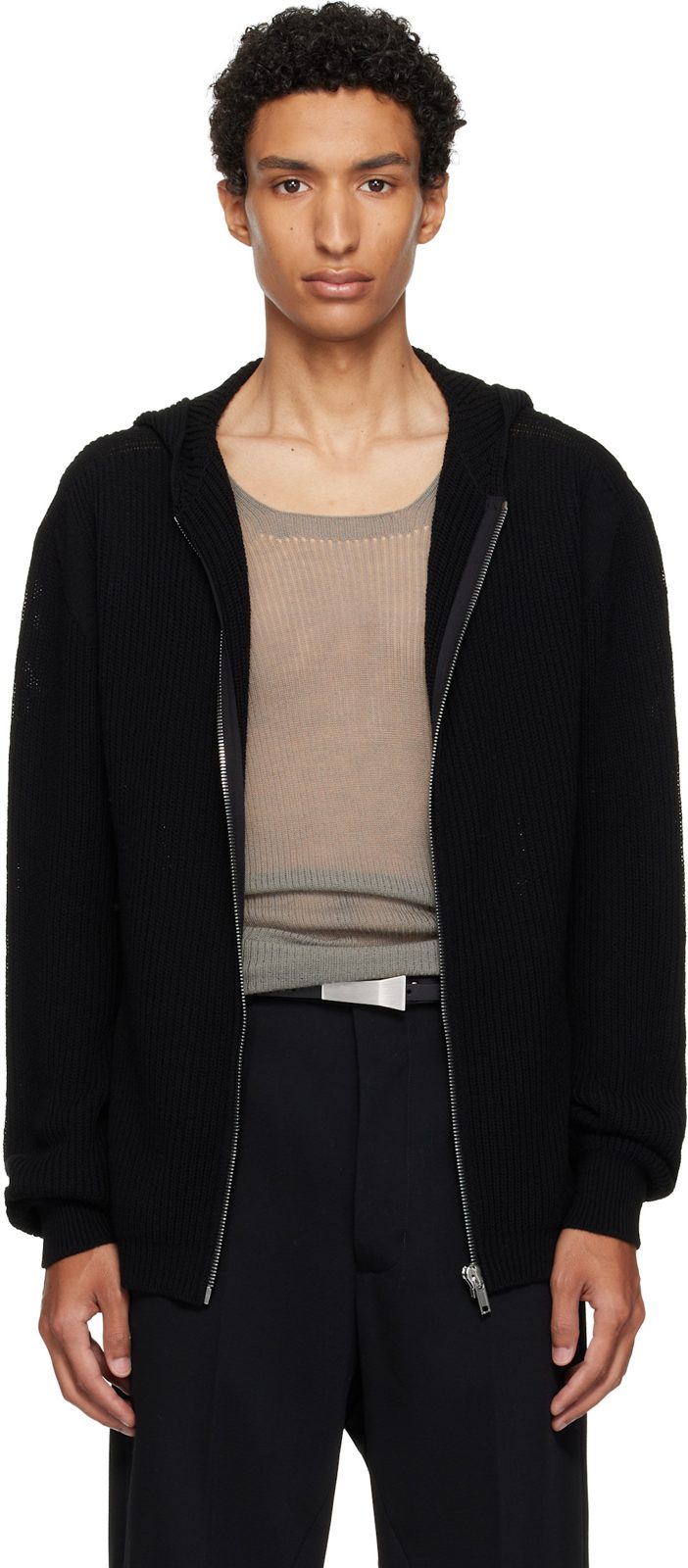 Black Tower Zipped Hoodie 262232M202008