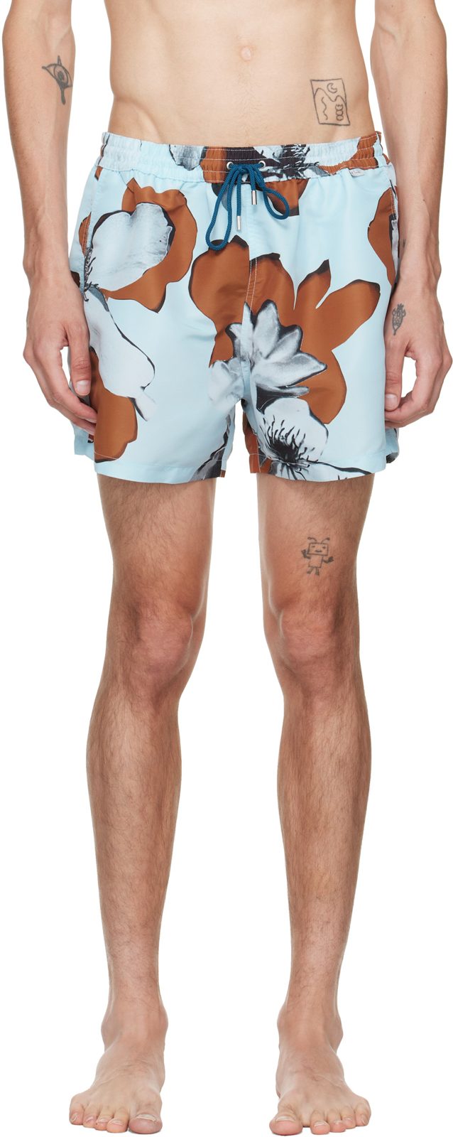 Paul Smith Blue Shadow Floral Swim Shorts 262260M208004