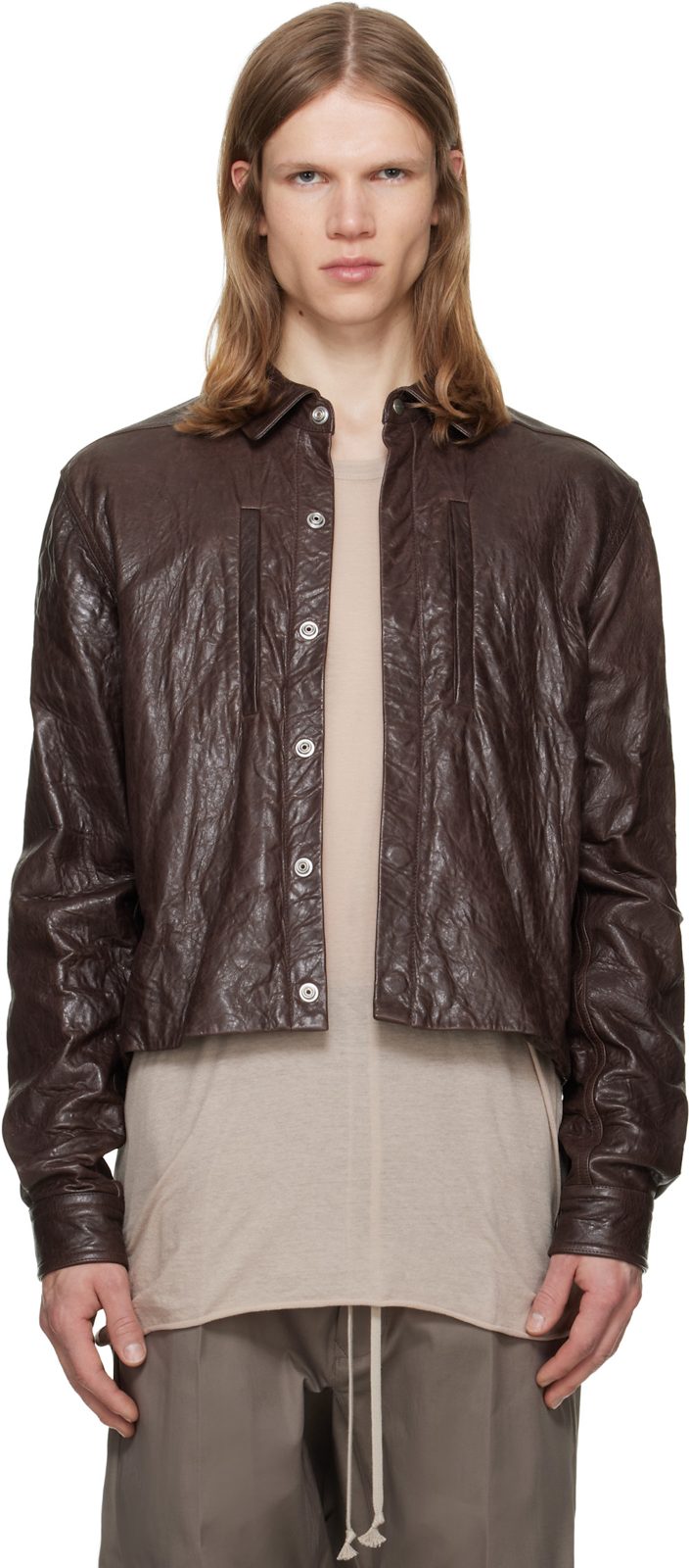 Brown Tower Alice Leather Jacket 262232M181007