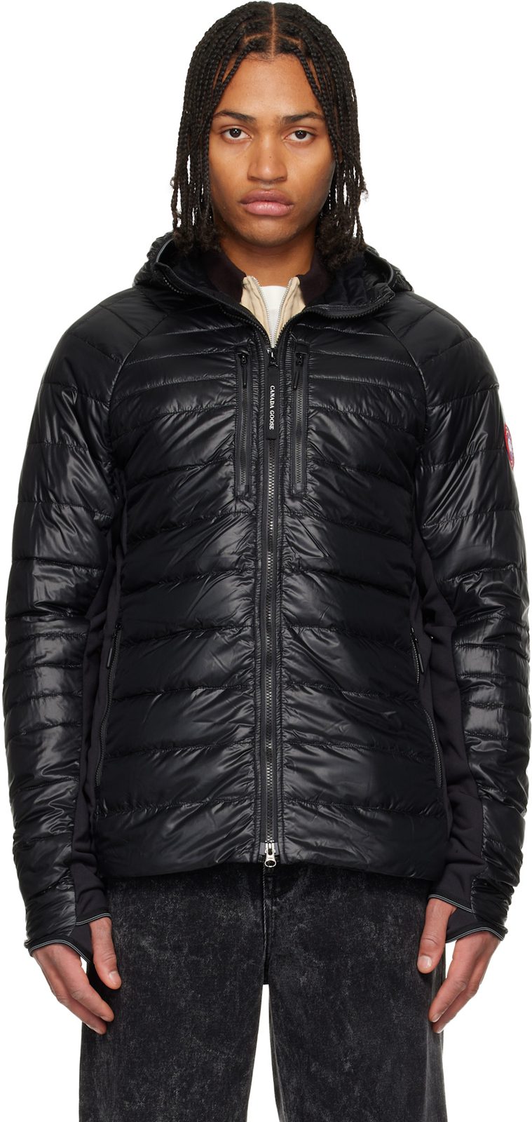 Black HyBridge Lite Hooded Down Jacket 252014M178029