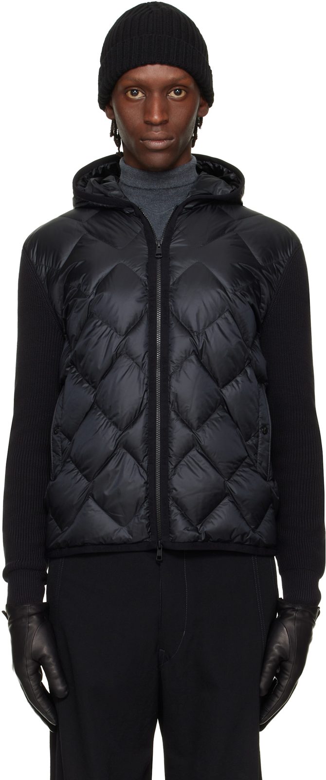 Black Archivio Cardigan Down Jacket 261111M178029