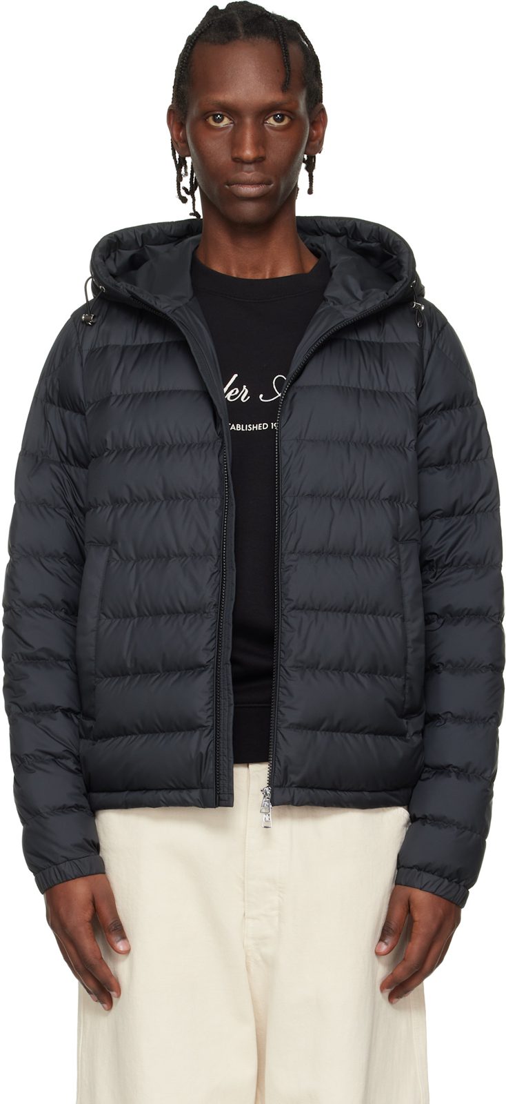 Black Vermeille Hooded Short Down Jacket 261111M178025