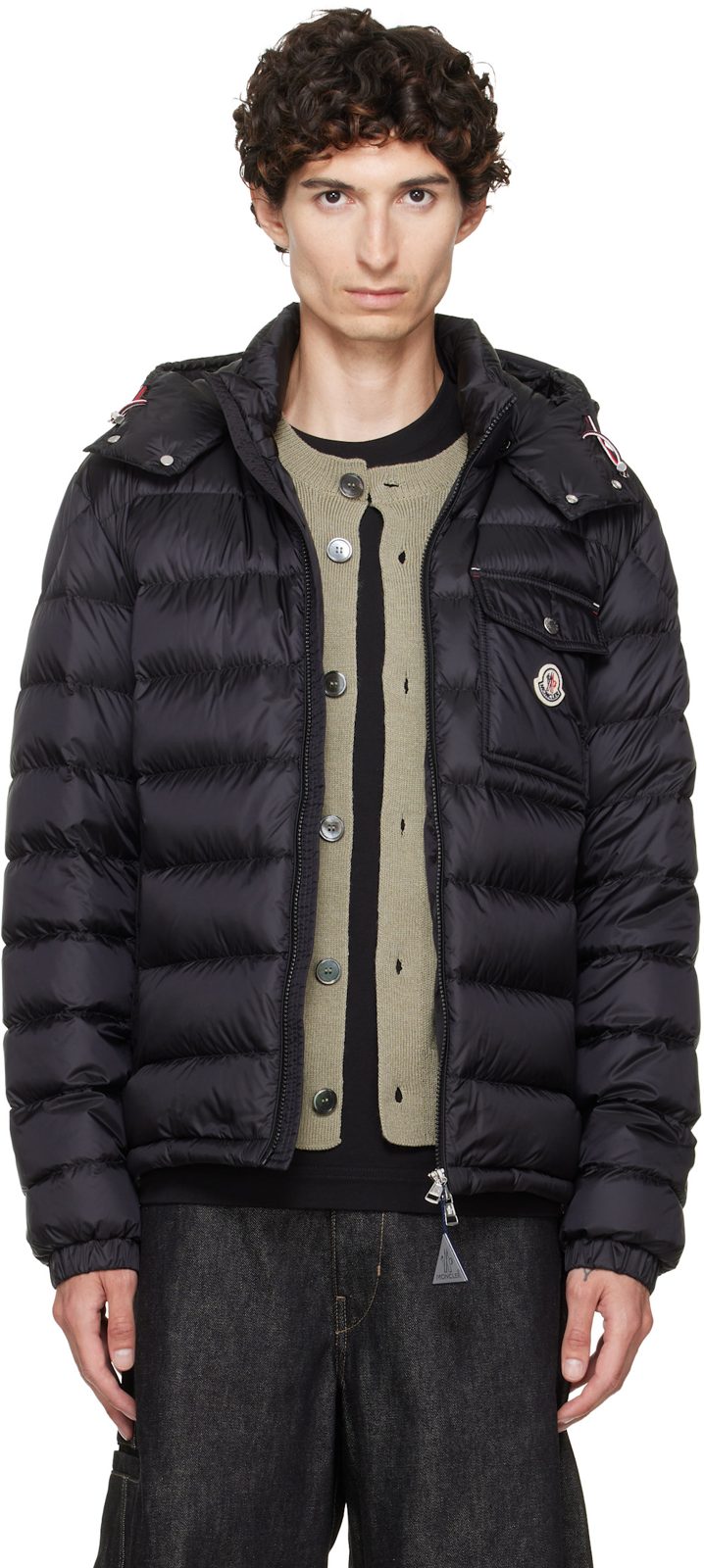 Black Verith Hooded Short Down Jacket 262111M178020