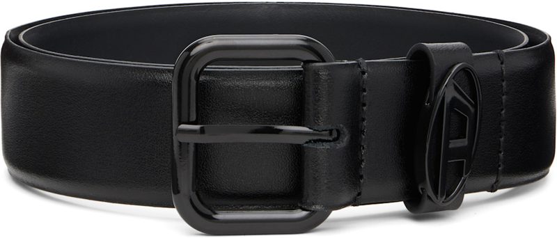 Black 3.9cm Logo-Plaque Embellished Leather Belt 262001M131017