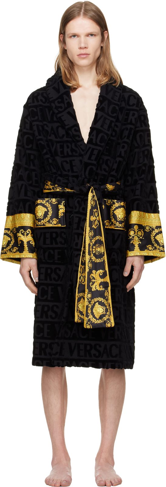 Black I Heart Baroque Bathrobe 262404M219000