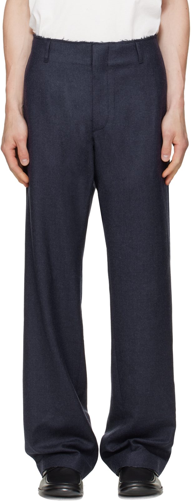 Navy Tailoring Wool Trousers 262188M191004