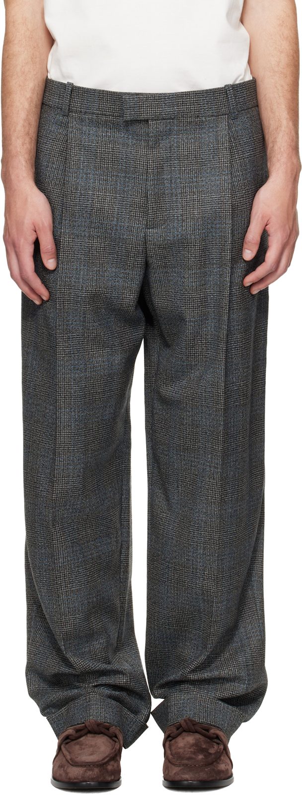 Gray Prince of Wales Trousers 252798M191004