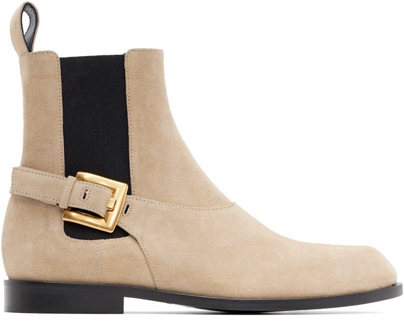 Beige Suede Anthem Chelsea Boots 262251M223001