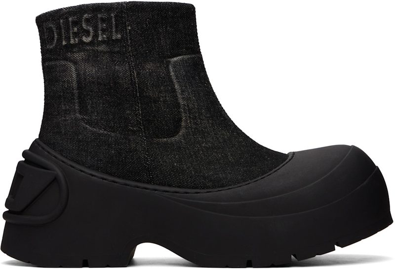 Black D-Donald Denim Ankle Boots 262001M255000