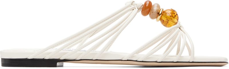 White Lova Mule Flat Sandals 262528F124006