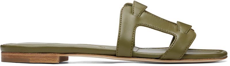 Manolo Blahnik Brown Grellanuflat Nappa Leather Flat Sandals 262140F124000