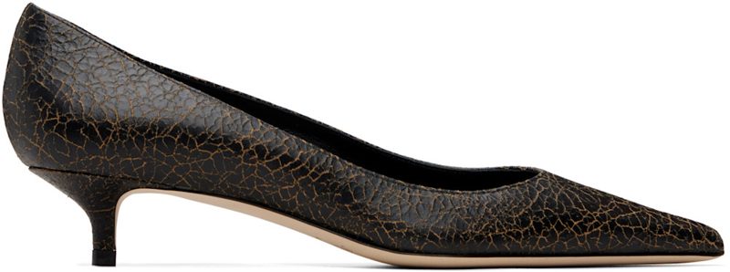 Black Amelia 35 Crackled Leather Heels 262528F122022