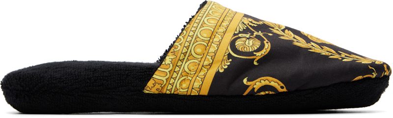 Black I Heart Baroque Slippers 262404F121001