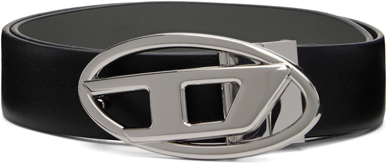Black 3.9cm Leather Reversible Belt 262001F001006