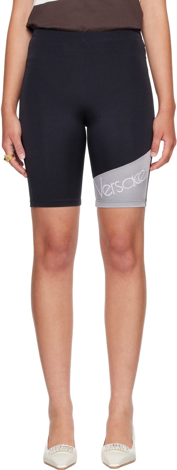 Black Embroidered-Logo Bicycle Shorts 262404F088000