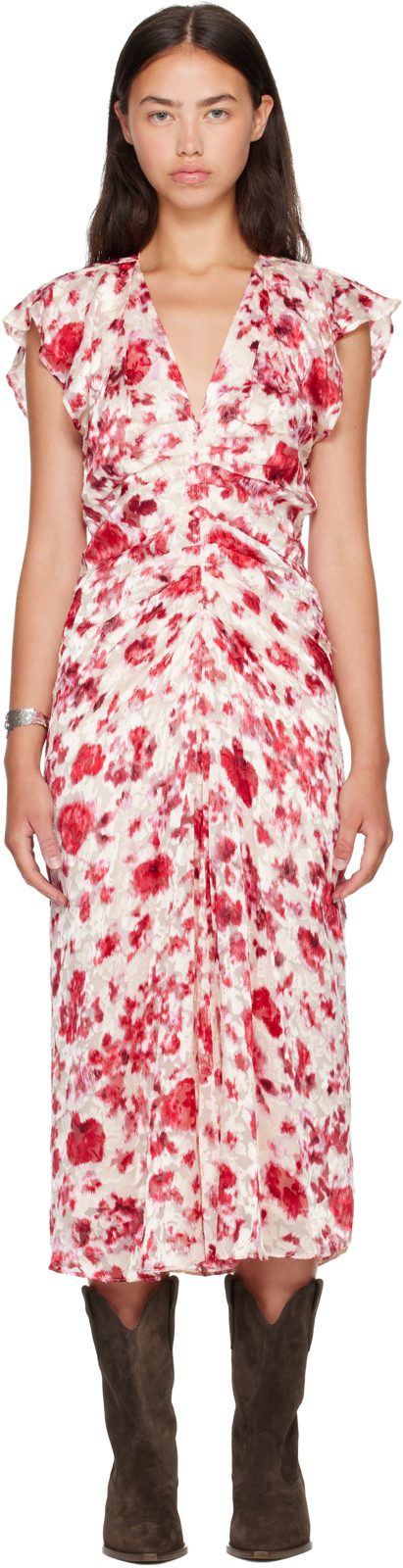 Red & Beige Lyndsay Midi Dress 262600F054000