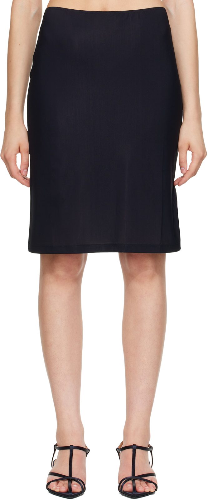Black Jersey Under Midi Skirt 262249F092001