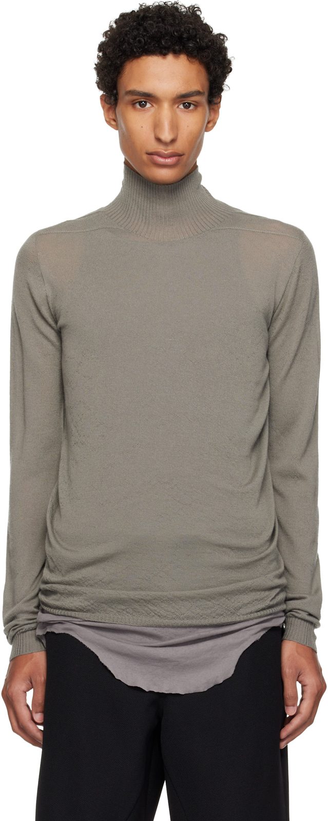 Taupe Tower Level Turtleneck 262232M205009
