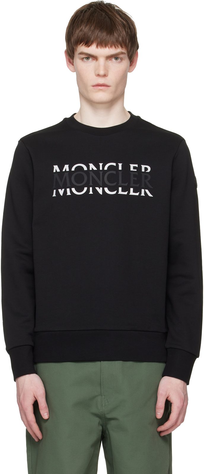 Black Logo Cotton Jersey Long Sleeve Sweatshirt 261111M204002