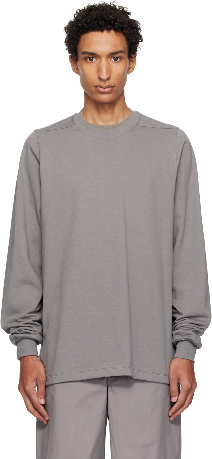 Gray Tower Short Crewneck LS Sweatshirt 262232M204009