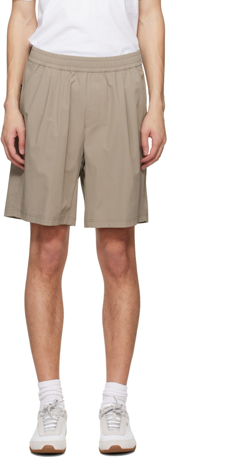 Taupe Water-Repellent Micro-Waffle Shorts 261085M193014