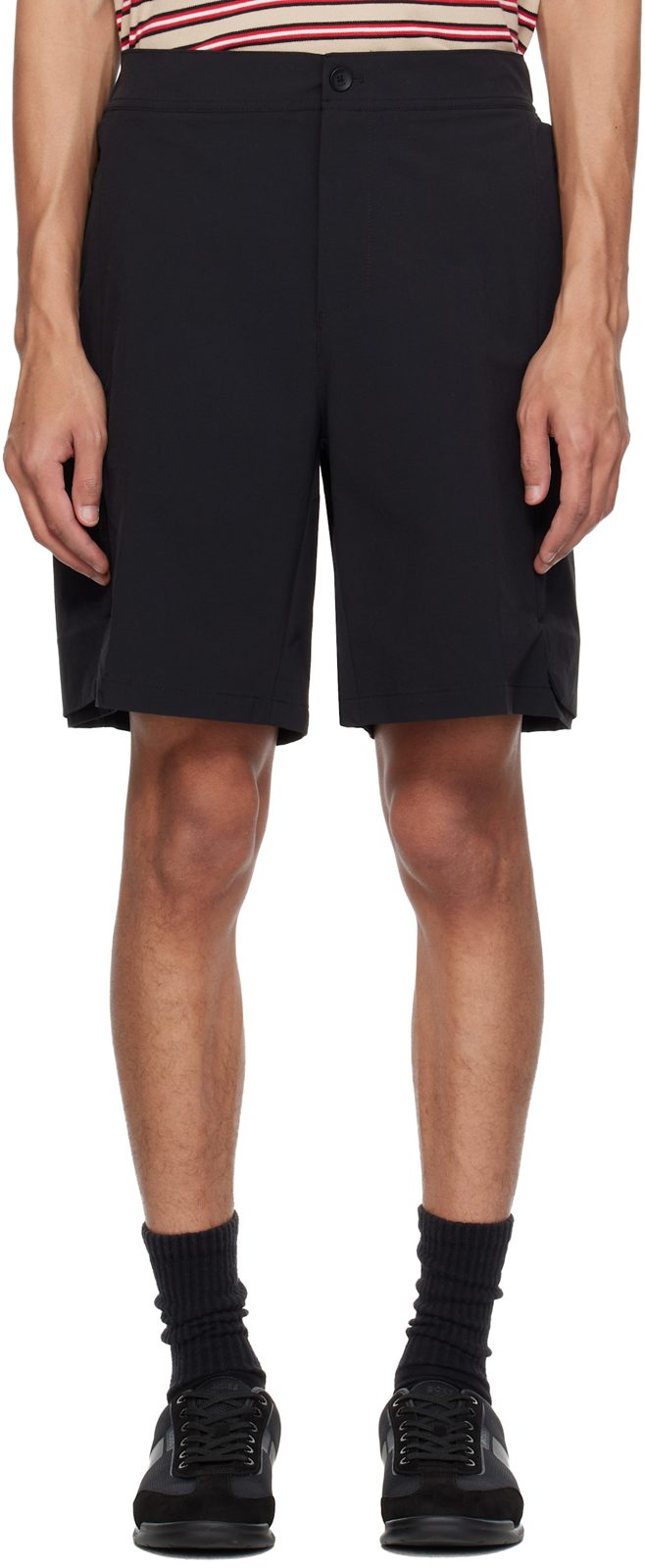 Black Zip Pocket Shorts 261085M193015
