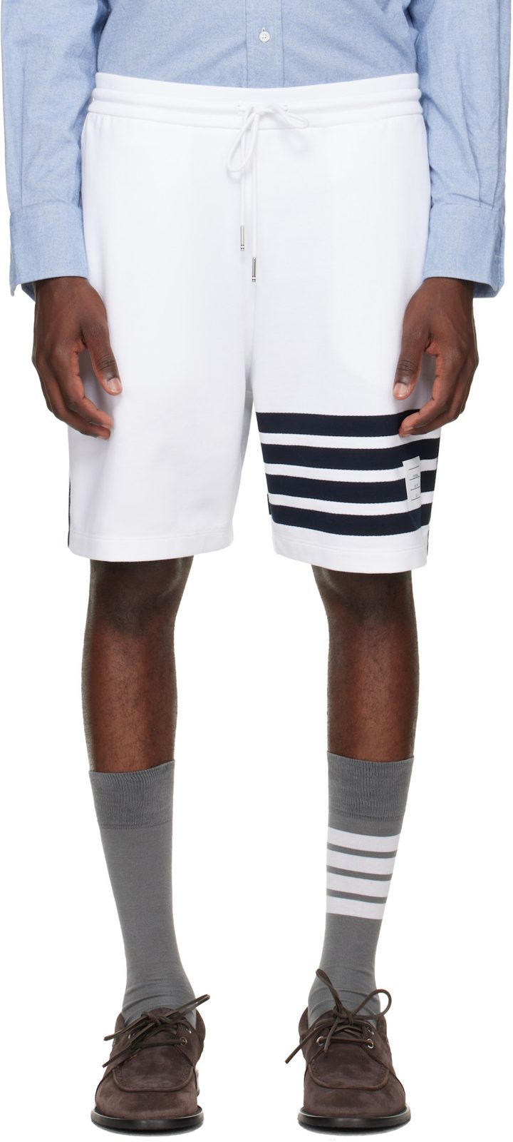 White Loopback 4-Bar Sweat Shorts 262381M193000