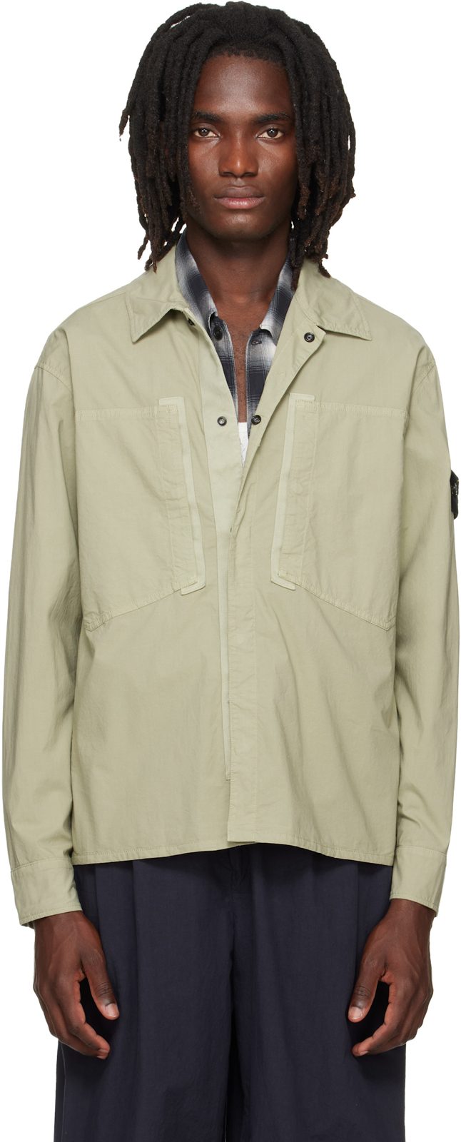Green 1200005 Stretch Cotton Tela Paracadute Overshirt 262828M192024