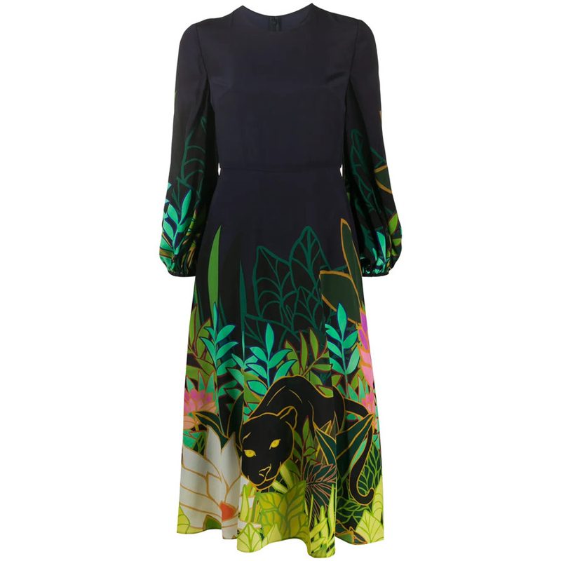 Garavani Garavani Panther In The Jungle Midi Dress_Blue