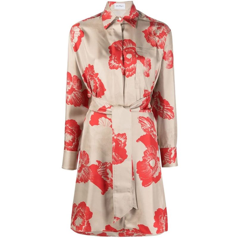 Floral Print Belted Shirt Dress_Fdomangiarotti Carrar