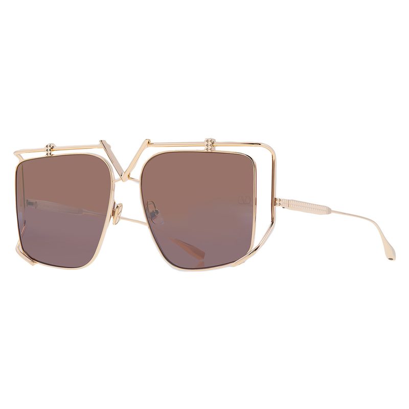 Garavani Brown Gradient / Gold Flash Irregular Ladies Sunglasses VLS-116 B 59