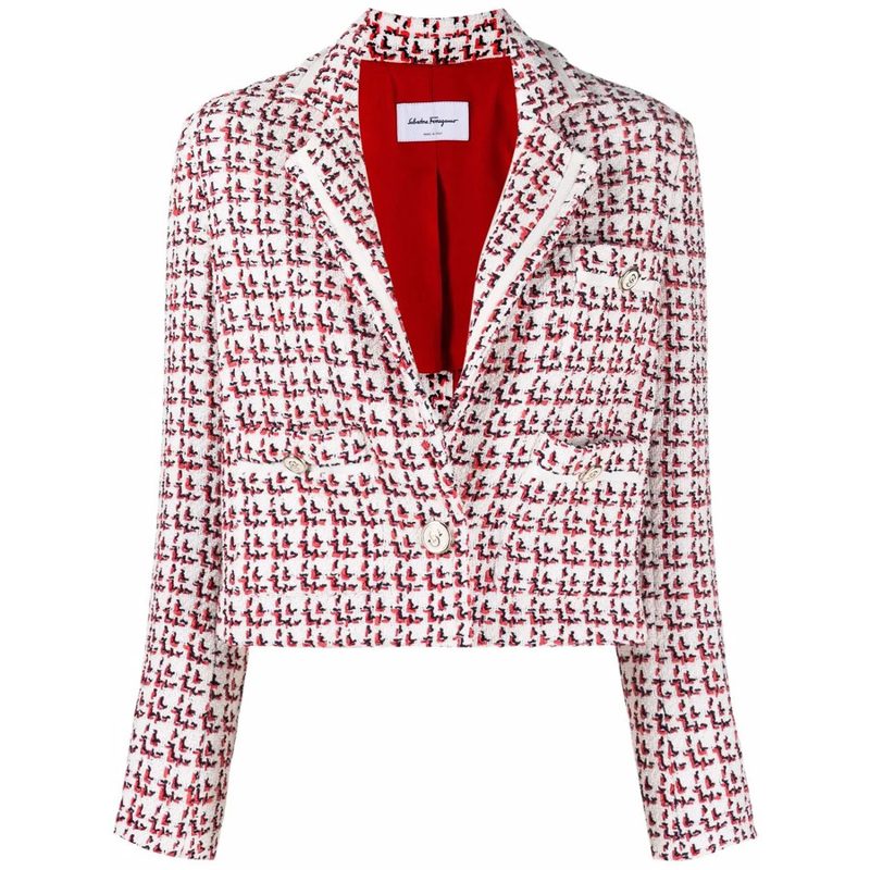 Patterned Boxy Jacket_Nail P.Red/Off White/
