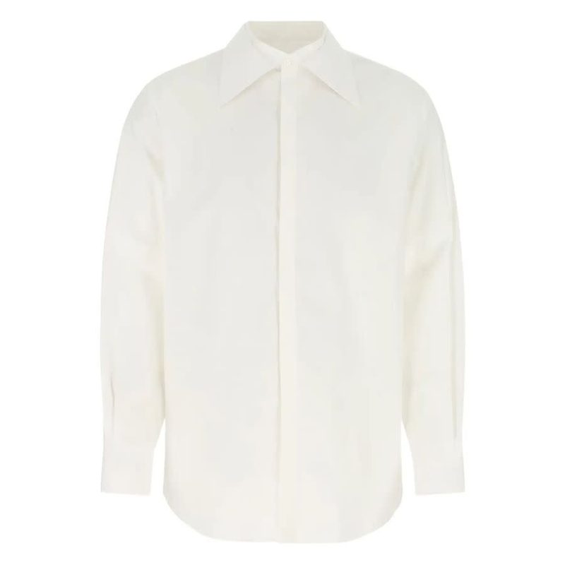 Garavani Oversized Pointed-Collar Button-Front Shirt_White