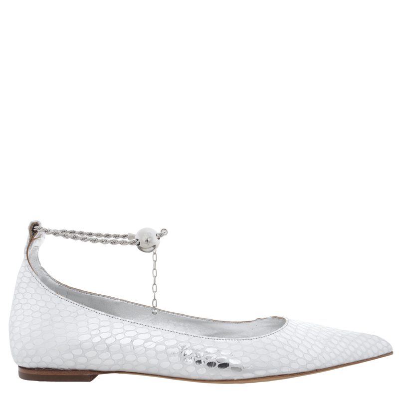 SNAKE-EM[보스]ED Pointed-Toe Ballet Flats
