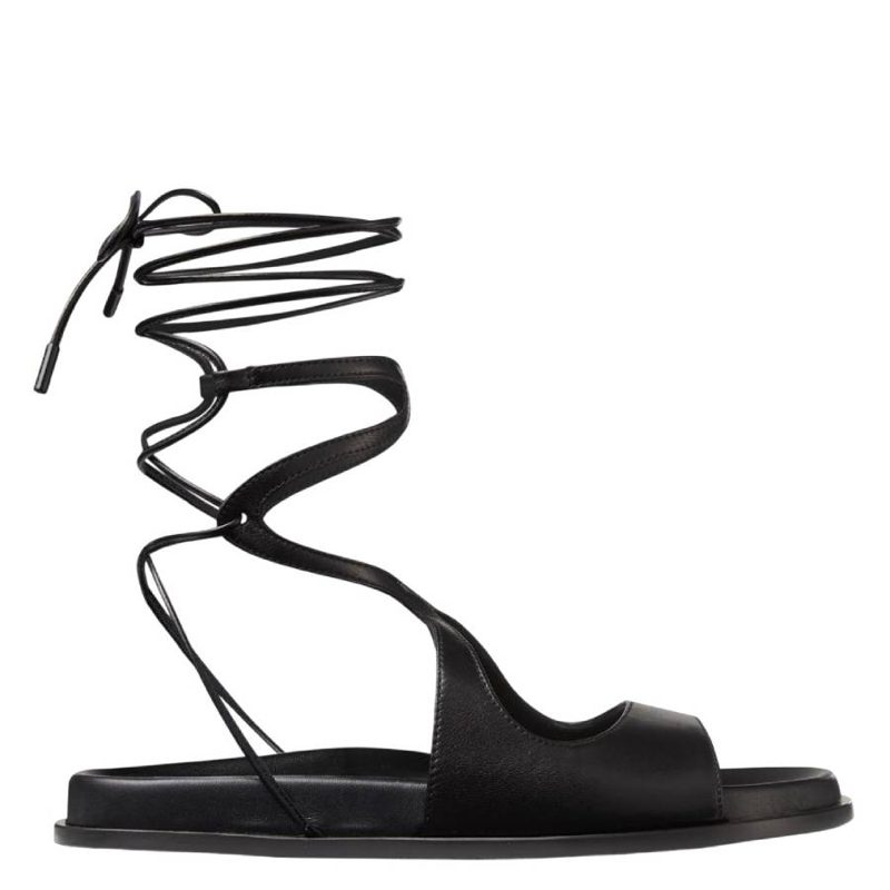 Azure Nappa Leather Flat Sandals