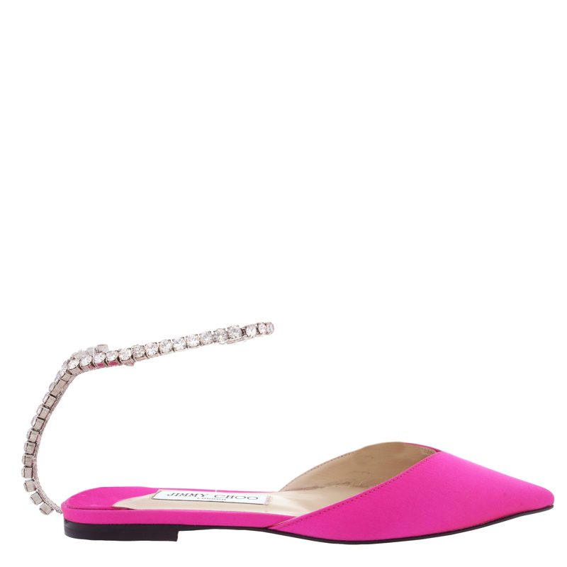 Saeda Crystal Embellished Satin Flats