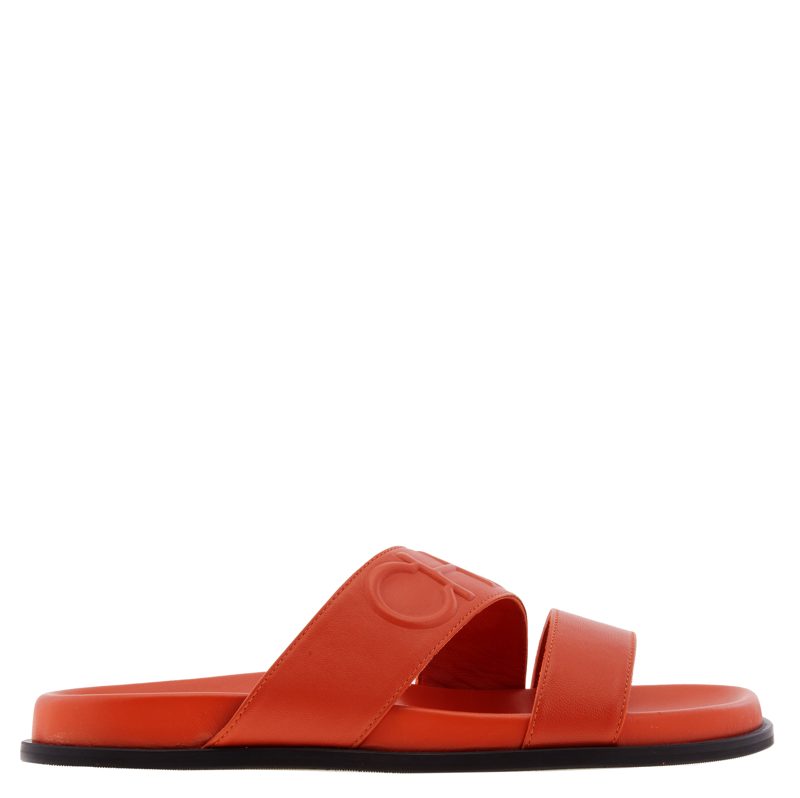 Womens EM[보스]ED Logo Leather Slide
